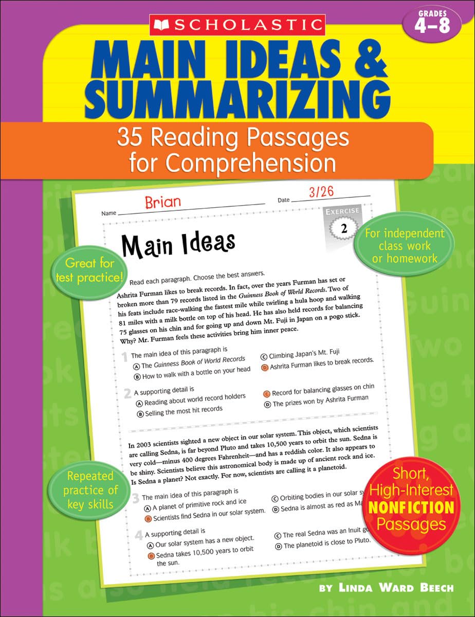 35 Reading Passages for Comprehension: Main Ideas & Summarizing: 35 Reading Passages for Comprehension - 7882
