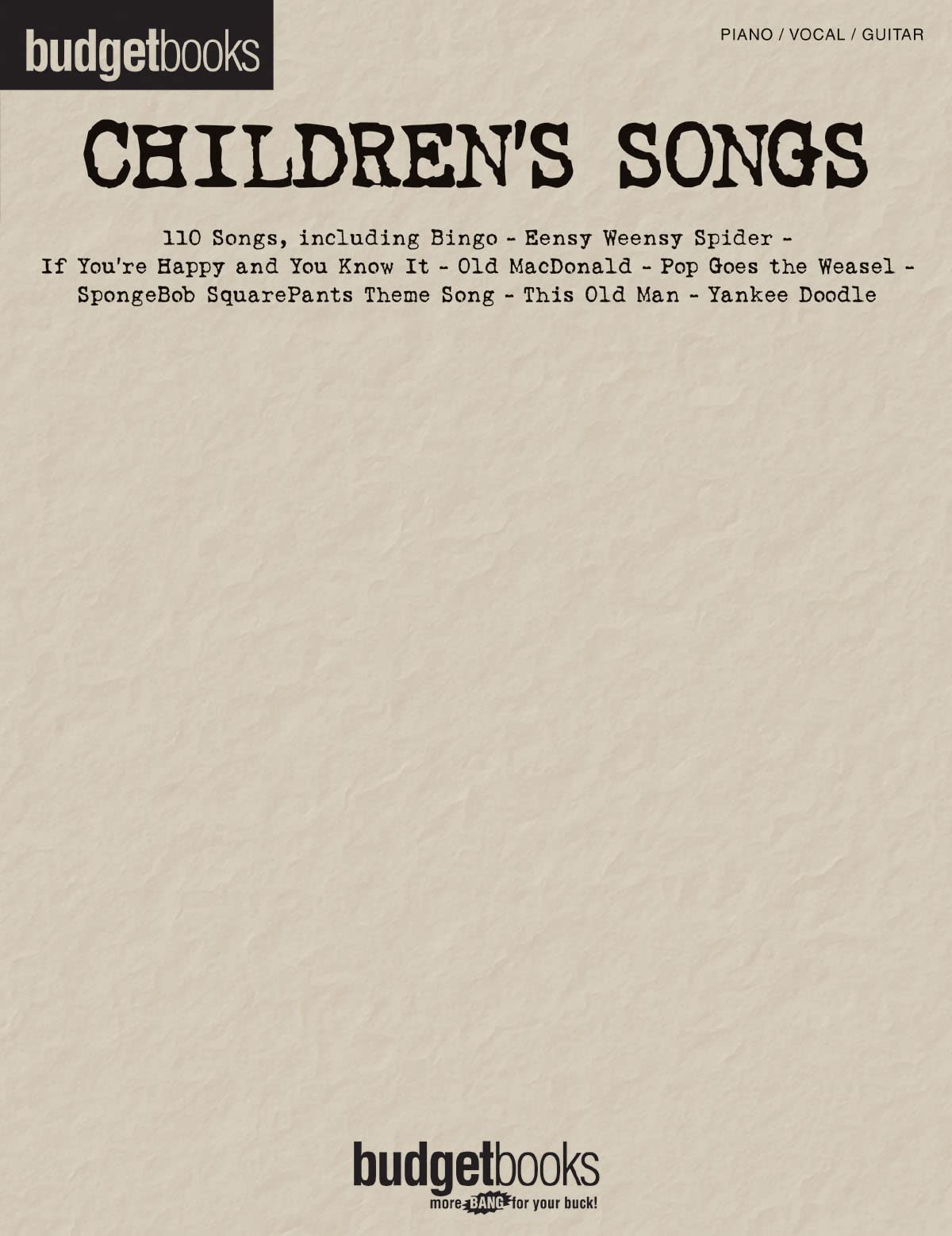 Children's Songs: Budget Books