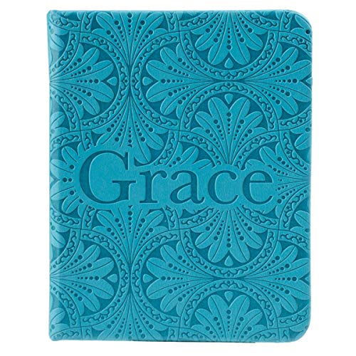 Christian Art Gifts Teal Faux Leather Mini Hardcover Gift Book w/Ribbon | Grace: Pocket Inspirations Collection | Encouraging Book w/ Inspirational Quotes and Scripture, 3 x 4 Inches
