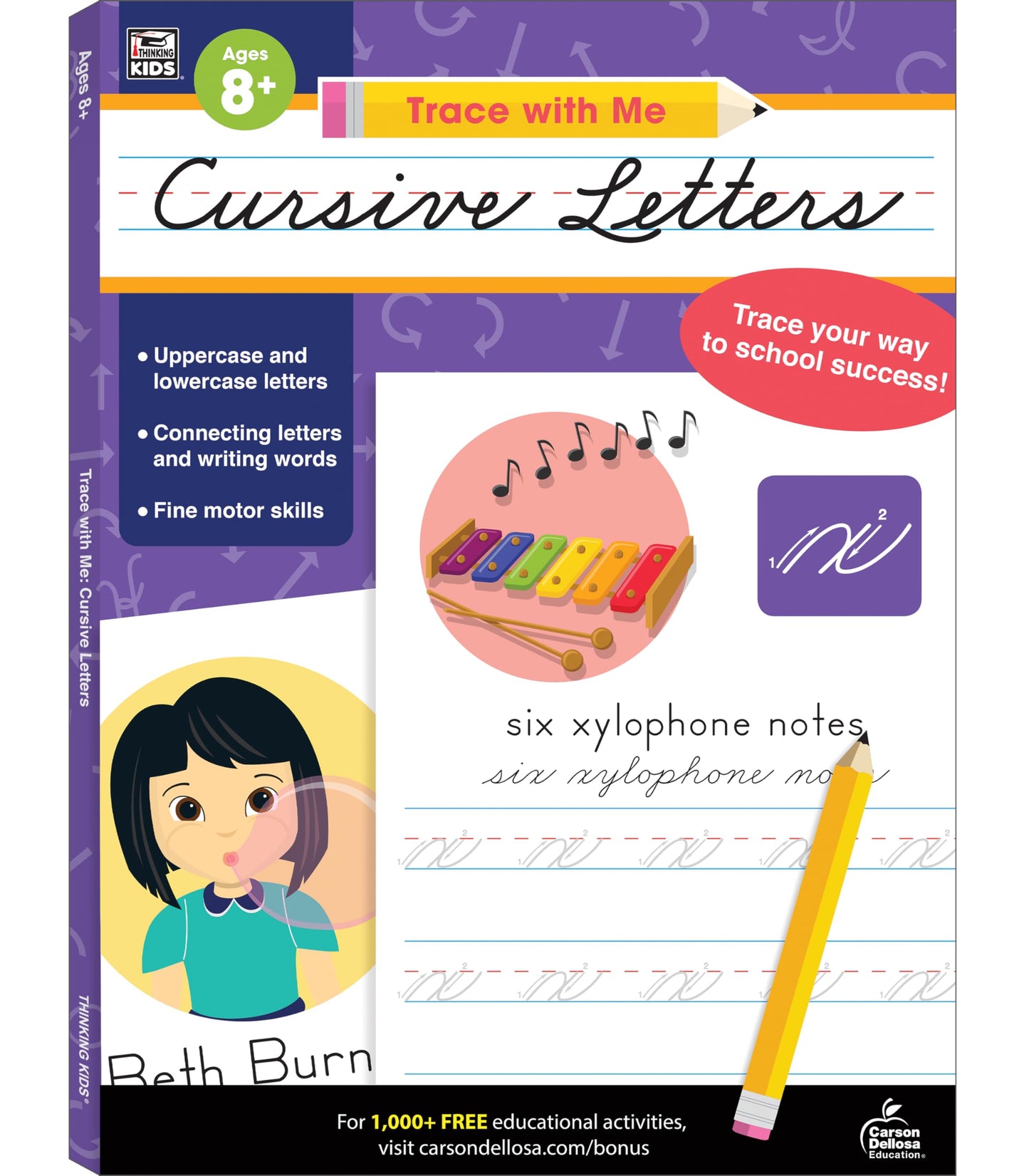 Carson Dellosa – Cursive Letters Activity Book for 2nd, 3rd, 4th, 5th Grade, Paperback, 128 Pages, Ages 7+ (Trace with Me)