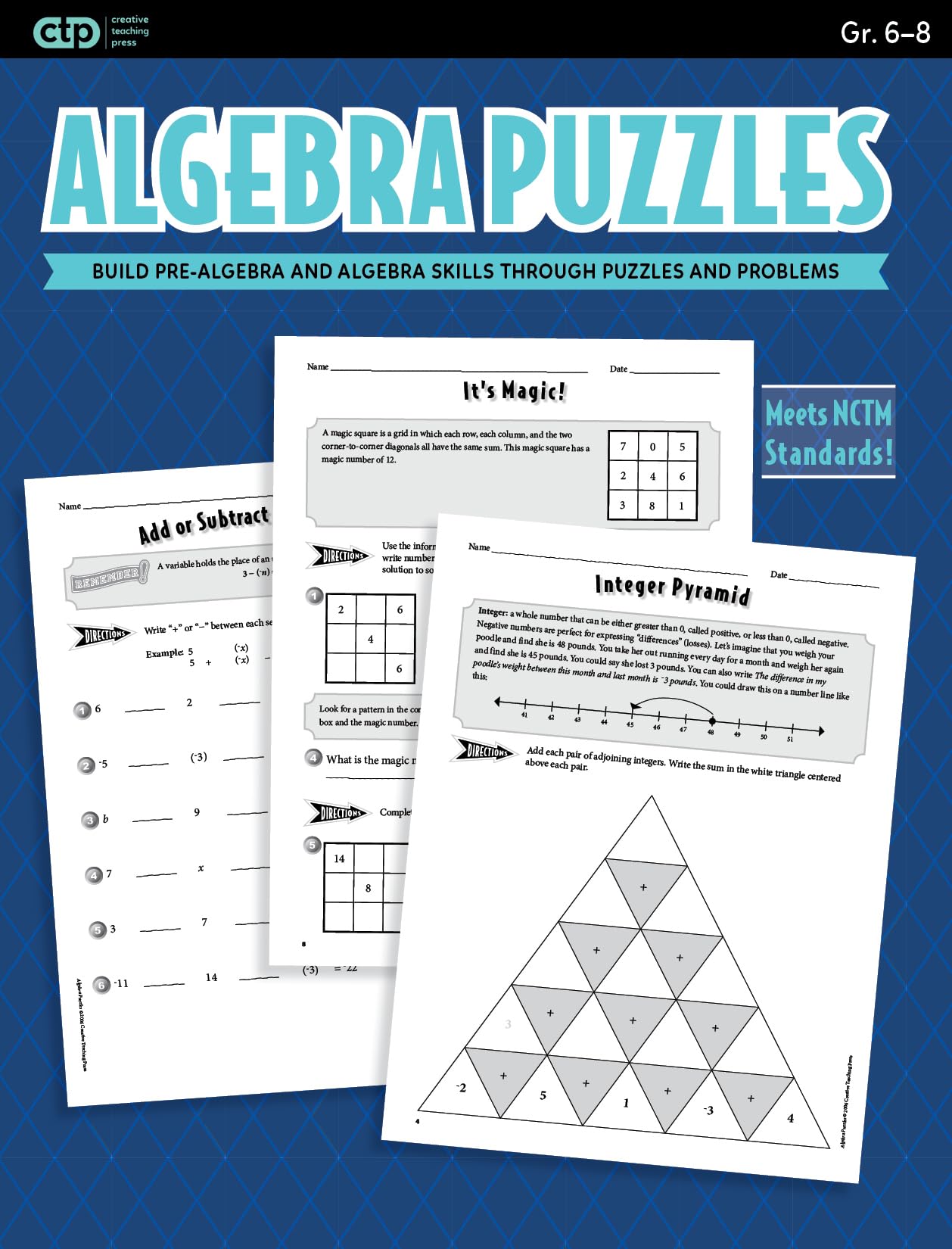 CTP Algebra Puzzles Practice Workbook (#2569 Creative Teaching Press)