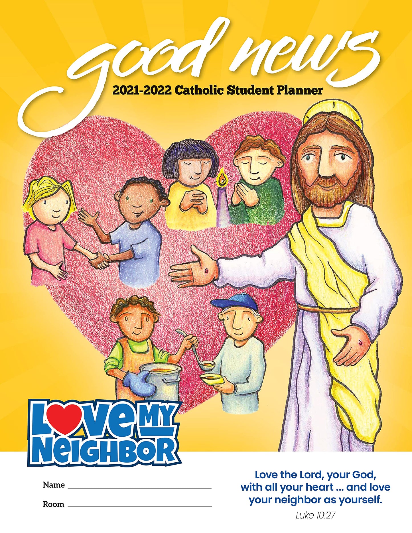 Good News Planners Catholic Primary School Student Planner for Academic Year 2021-2022 with bible verses, Saint quotes, bible translation - Strong wire-binding, Laminated cover, 8.5x11