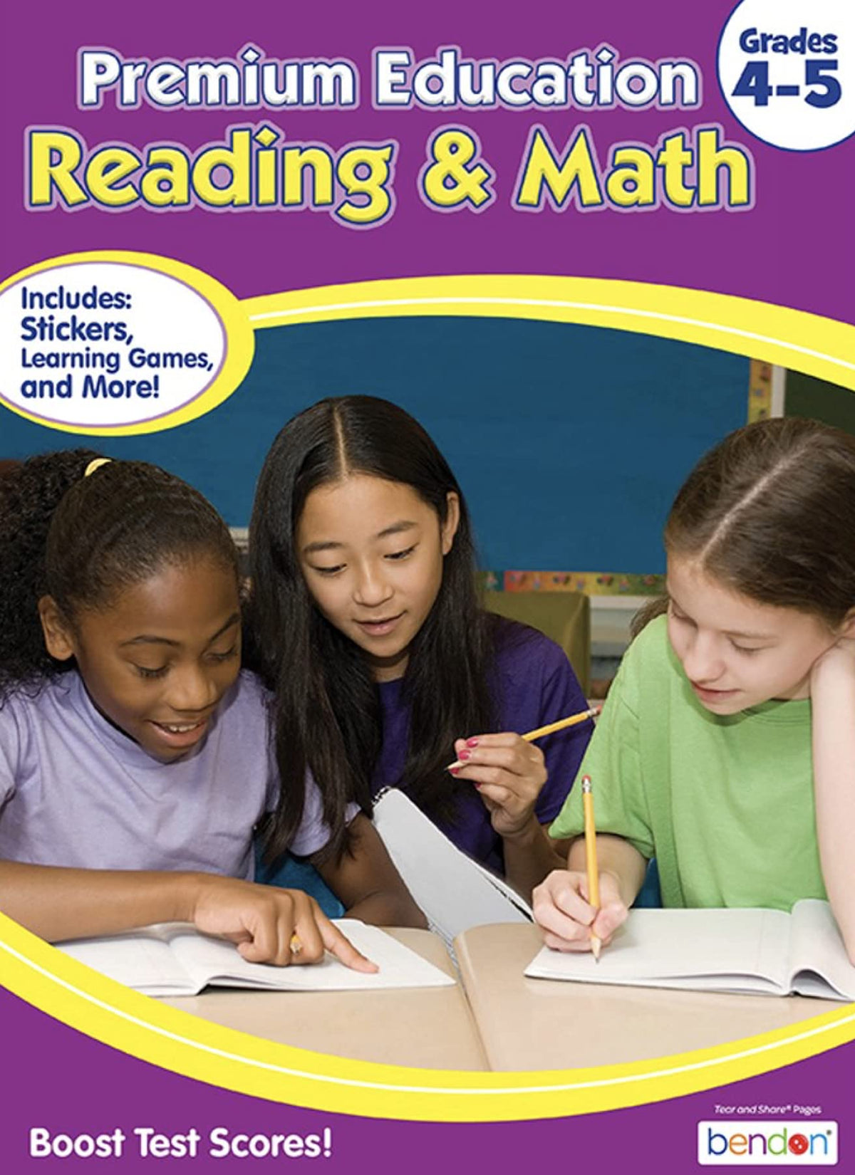 Bendon Publishing 80 Page Math & Reading Grades 4 & 5 Premium Education Workbook