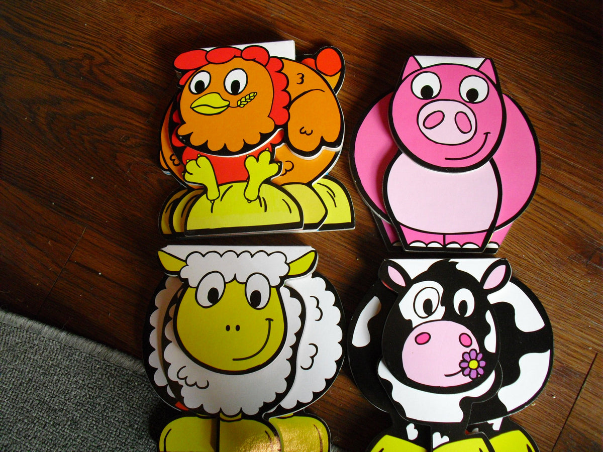 4 Books Learn A-f with Sheep/ Learn G-l with Cow/ Learn M-s with Pig/learn T-z with Hen!