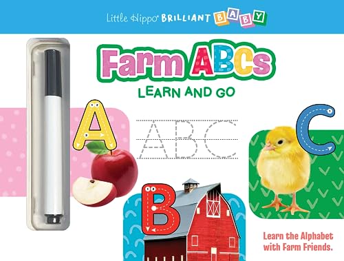 Little Hippo Books Farm ABCs Wipe Clean Preschool Workbooks and Activity Books for Kids Ages 3-5 | Tracing Books for Kids and Pre K Workbooks Ages 3-4 ... Learning Series: Includes Dry-Erase Marker)