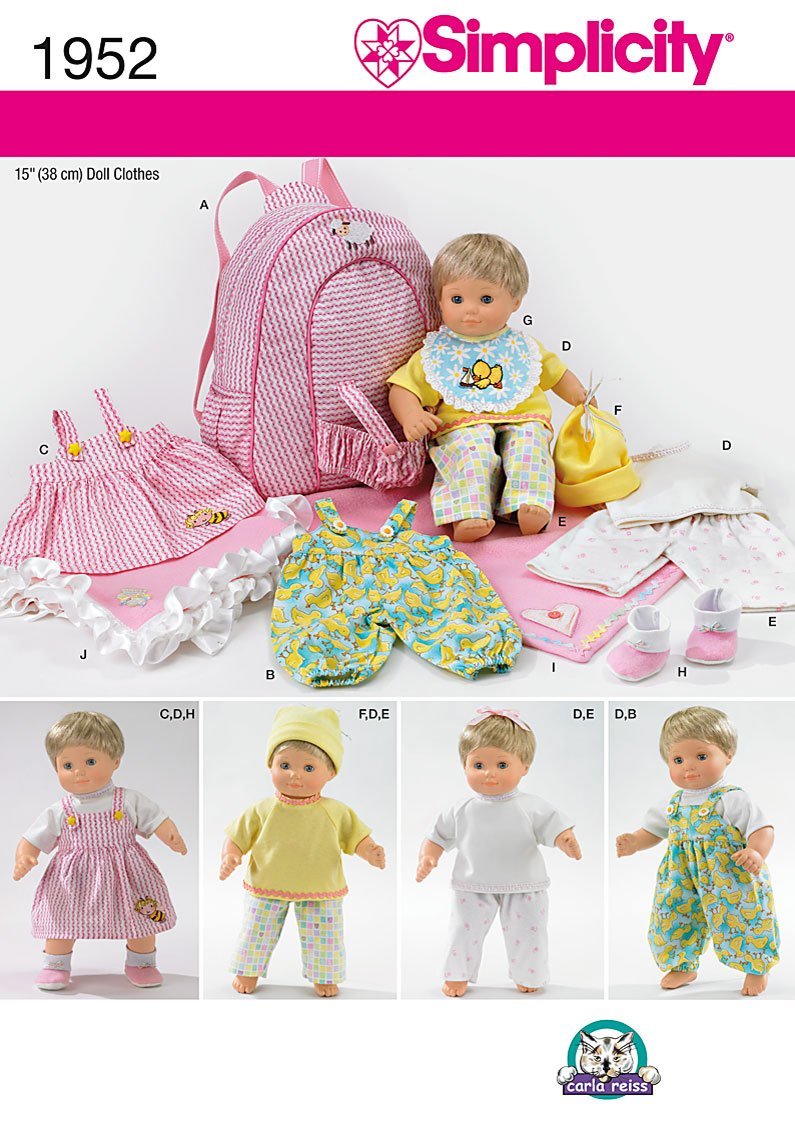 Simplicity 1952 15'' Doll Carrier and Doll Clothes Sewing Patterns