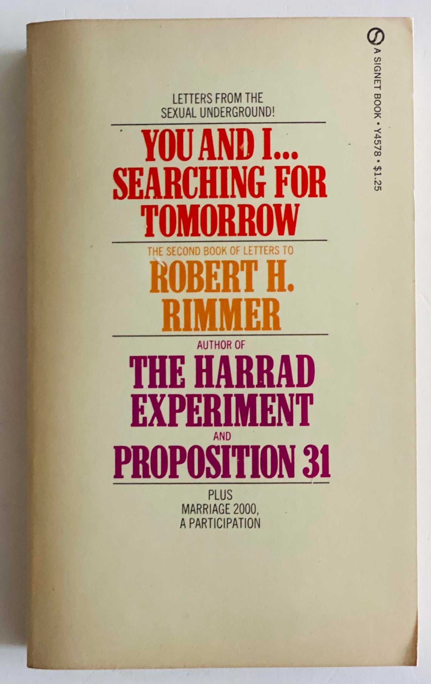 YOU AND I ... SEARCHING FOR TOMORROW: THE SECOND BOOK OF LETTERS TO ROBERT H. RIMMER