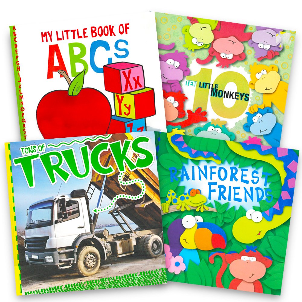 Picture Book Set for Kids Toddlers- 4 Books Featuring Trucks, Tractors, Farm Animals and Forest Friends