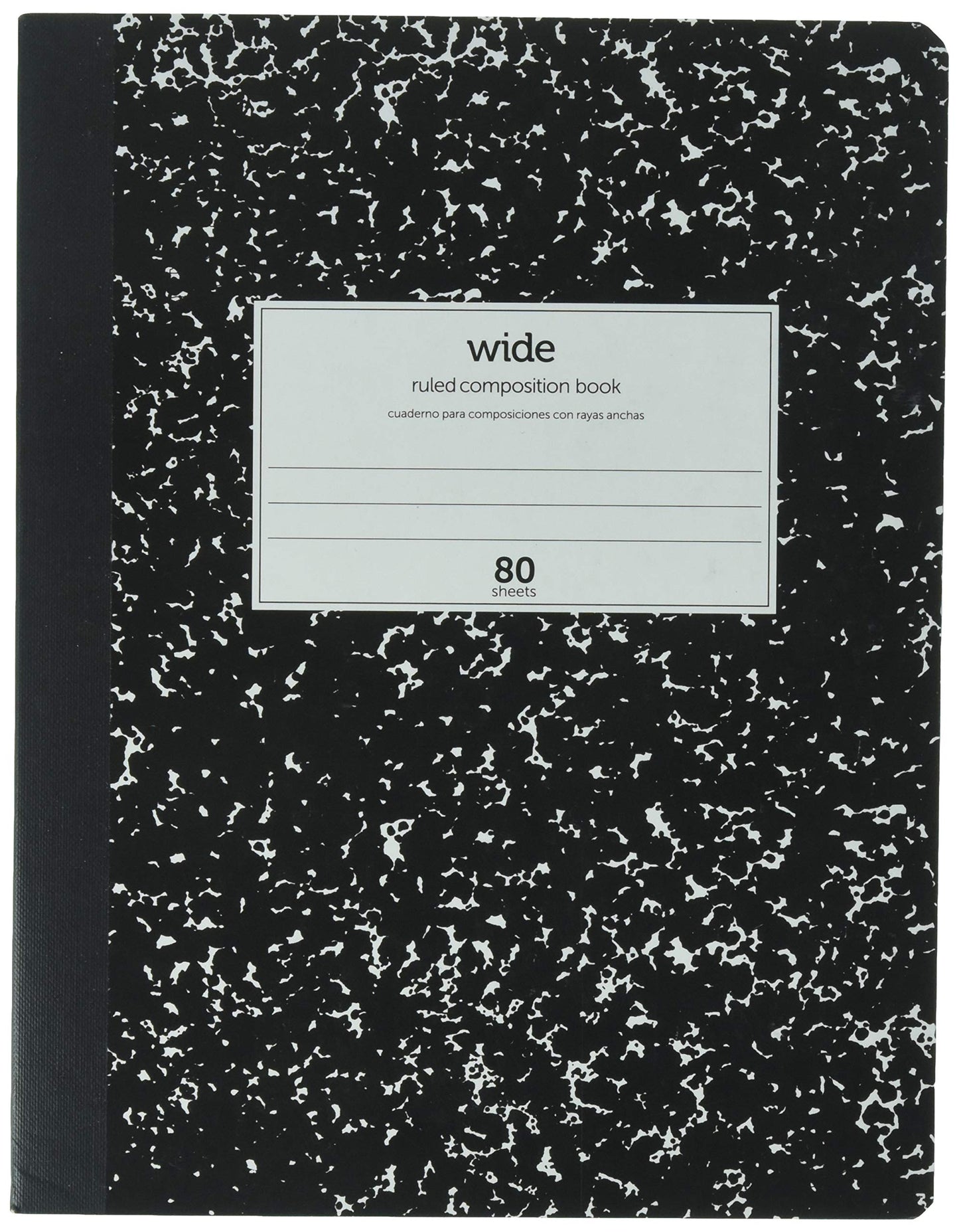 Office Depot Brand Schoolio Marble Composition Book, 9 3/4" x 7 1/2", Wide Ruled, 80 Pages (40 Sheets), Black/White