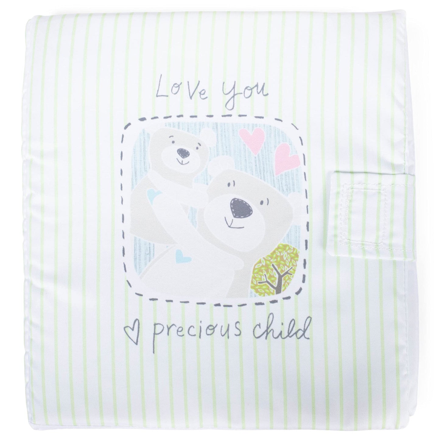 DEMDACO Love You Precious Child Green Striped 8 x 8 Plush Children's Soft Book Toy