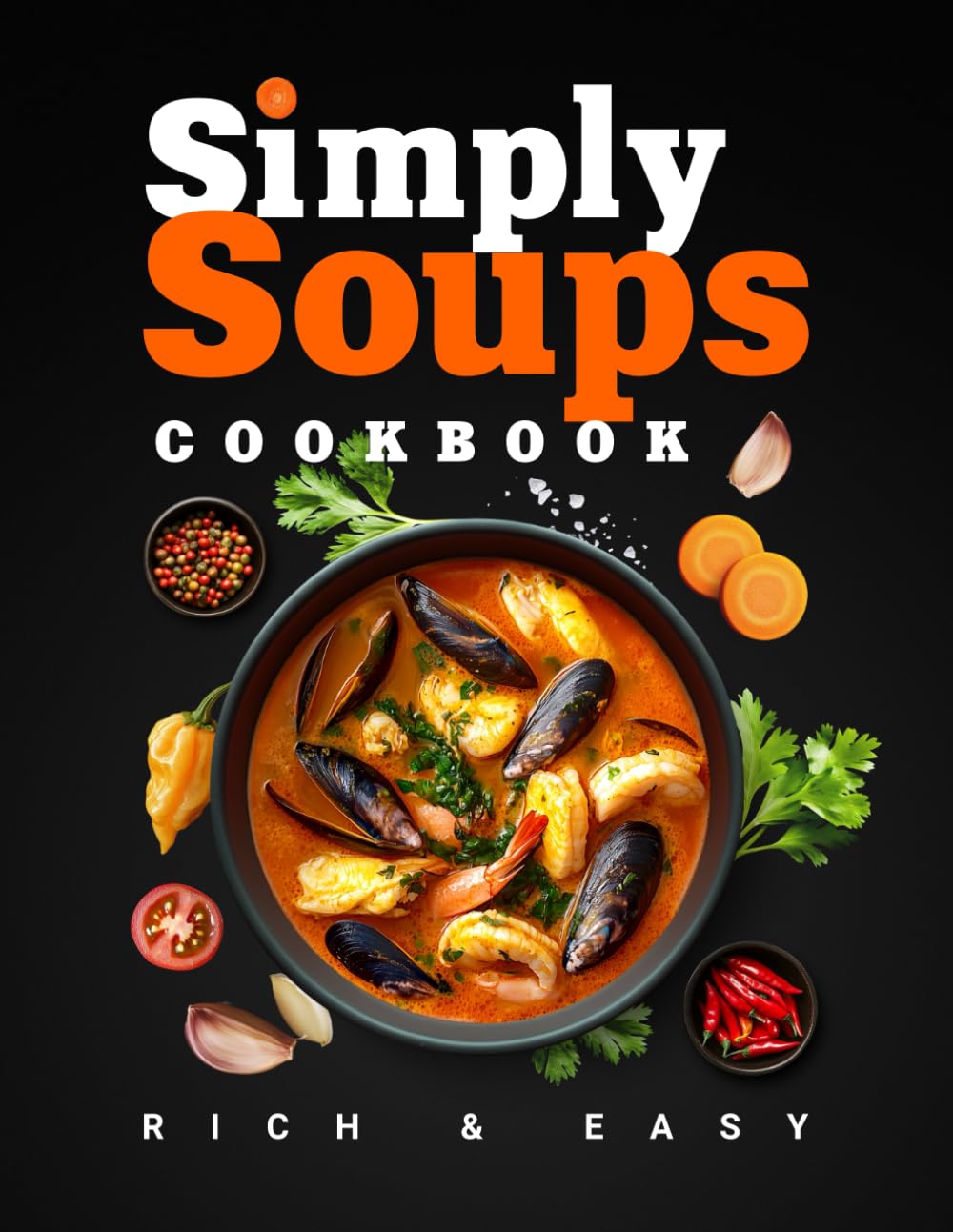 Simply Soups: Rich, Easy, and Healthy Recipes for Meat Lovers, Vegans, Seafood Fans & Kids, with Colorful Images (Flavor & Fire Cookbooks)