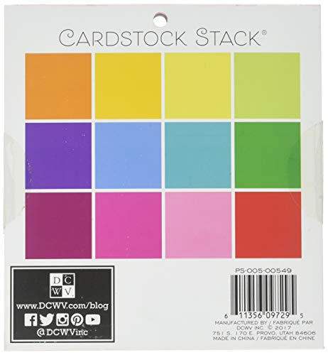 DCWV Card Stock 6X6 Printed Textured Stack, Brights, 12 Solid Colors/4 Each