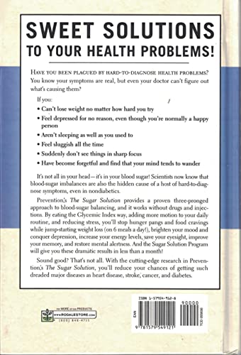 Prevention's The Sugar Solution: Balance Your Blood Sugar Naturally to Beat Disease, Lose Weight, Gain Energy, and Feel Great