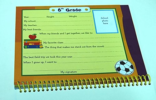 School Days School Memories Keepsake Album -- 8 pockets for storing treasured mementos --- space to attach school photos --- prompts to record details of each school year