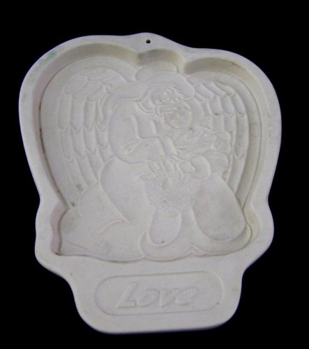 Longaberger Pottery Cookie Mold: 1995 Angel Series - Love