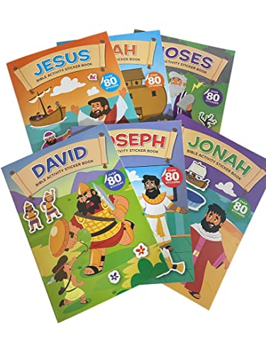 Greenbrier Six (6) Christian Based Sticker and Activity Book: Noah, Creation, Joseph, Mary and Joseph, David, and Jesus