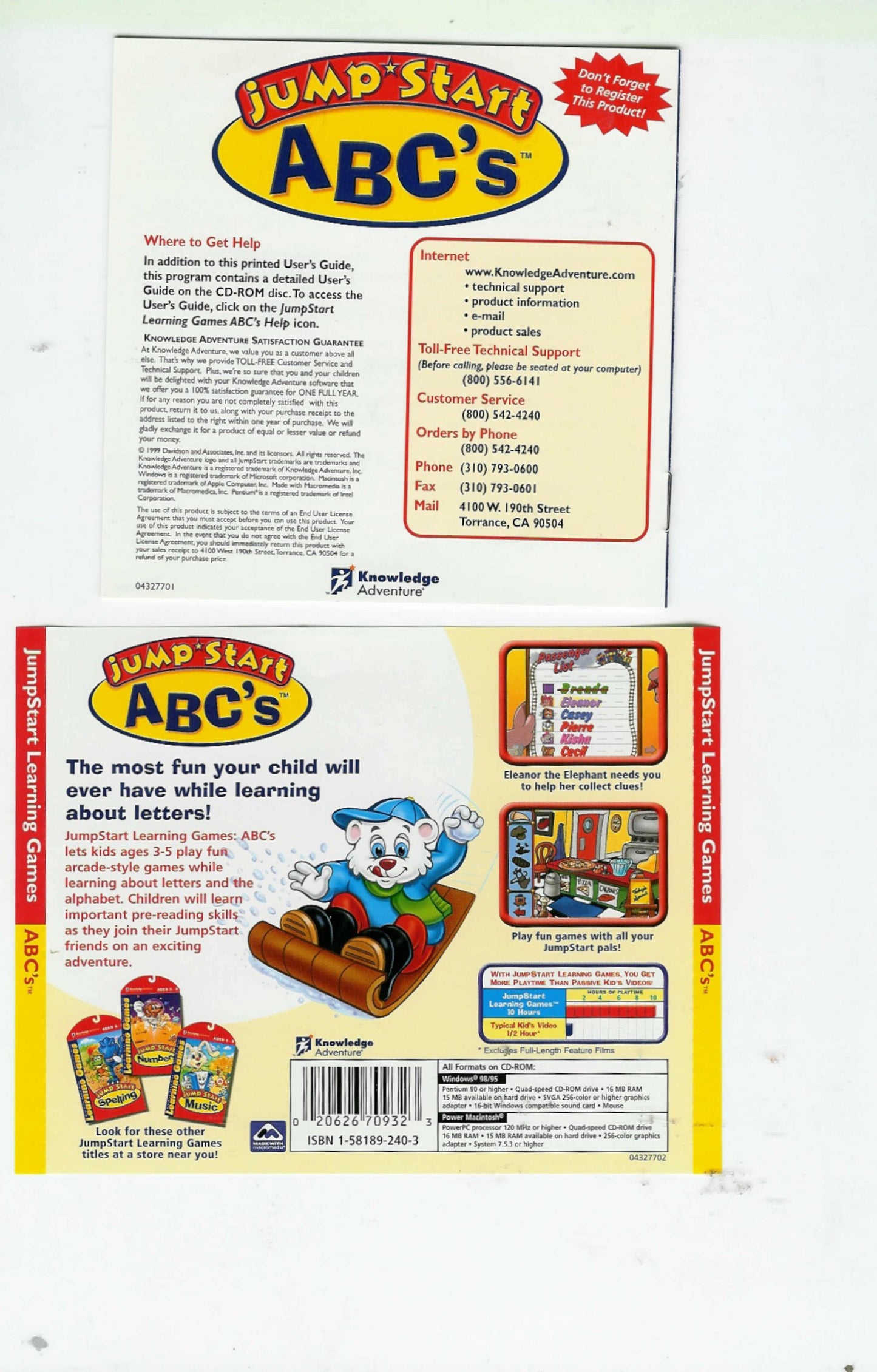 Jumpstart Abc's Learning Games CD-Rom