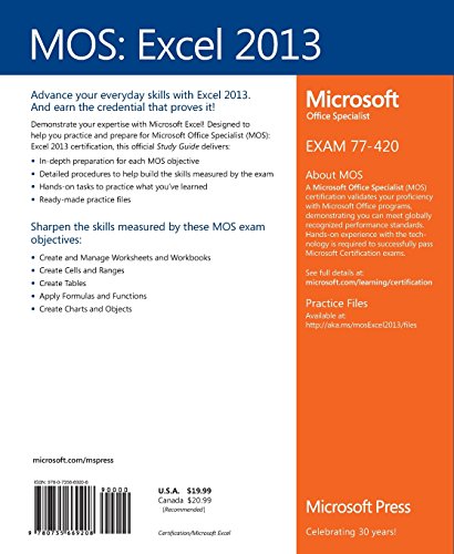 MOS 2013 Study Guide for Microsoft Excel (MOS Study Guide)