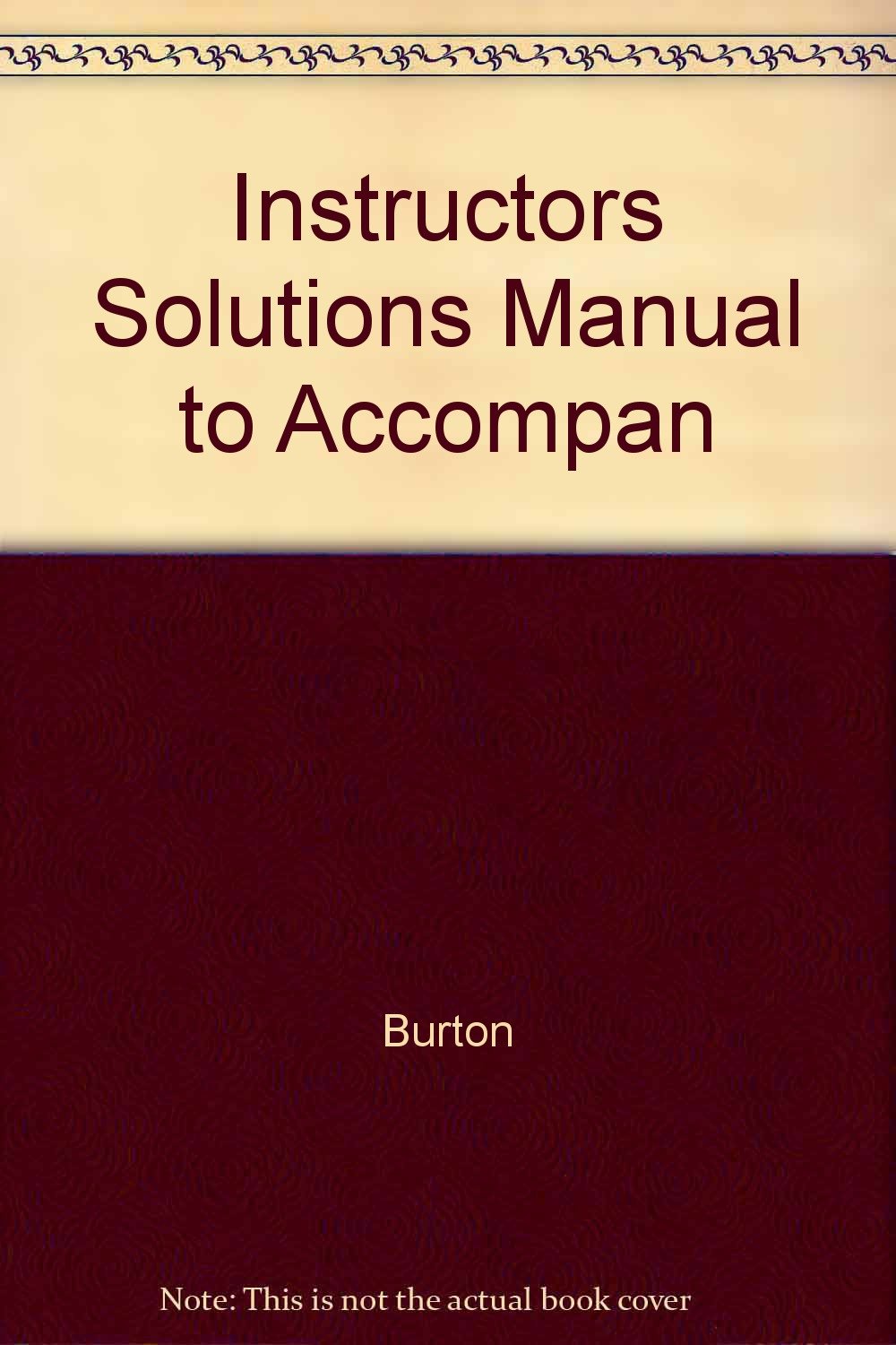 Instructors Solutions Manual to Accompan