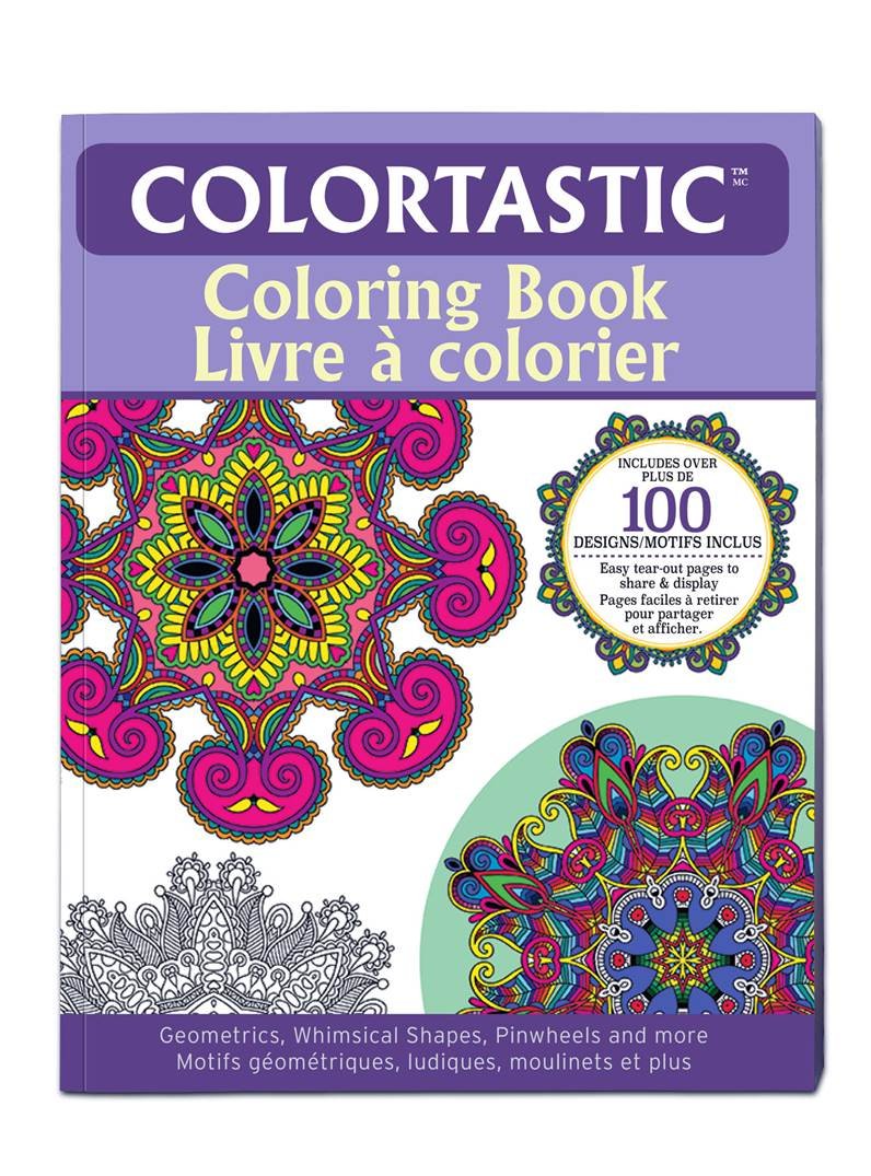 Colortastic Coloring Book - with Coloriig Pencils - Includes over 100 Designs & Shapes-Geometrics,Whimsical Shapes,Pinwheels and More - Easy Tear-out Pages to Share & Display