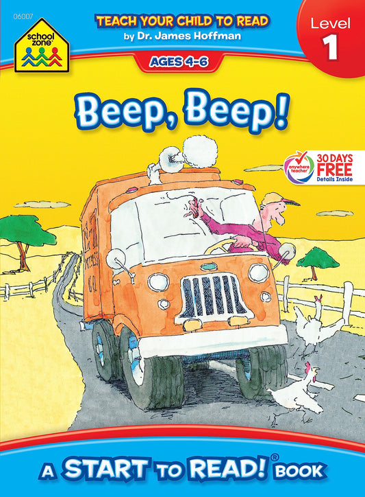 School Zone - Beep, Beep!, Start to Read!® Book Level 1 - Ages 4 to 6, Rhyming, Early Reading, Vocabulary, Simple Sentence Structure, Picture Clues, and More (School Zone Start to Read!® Book Series)