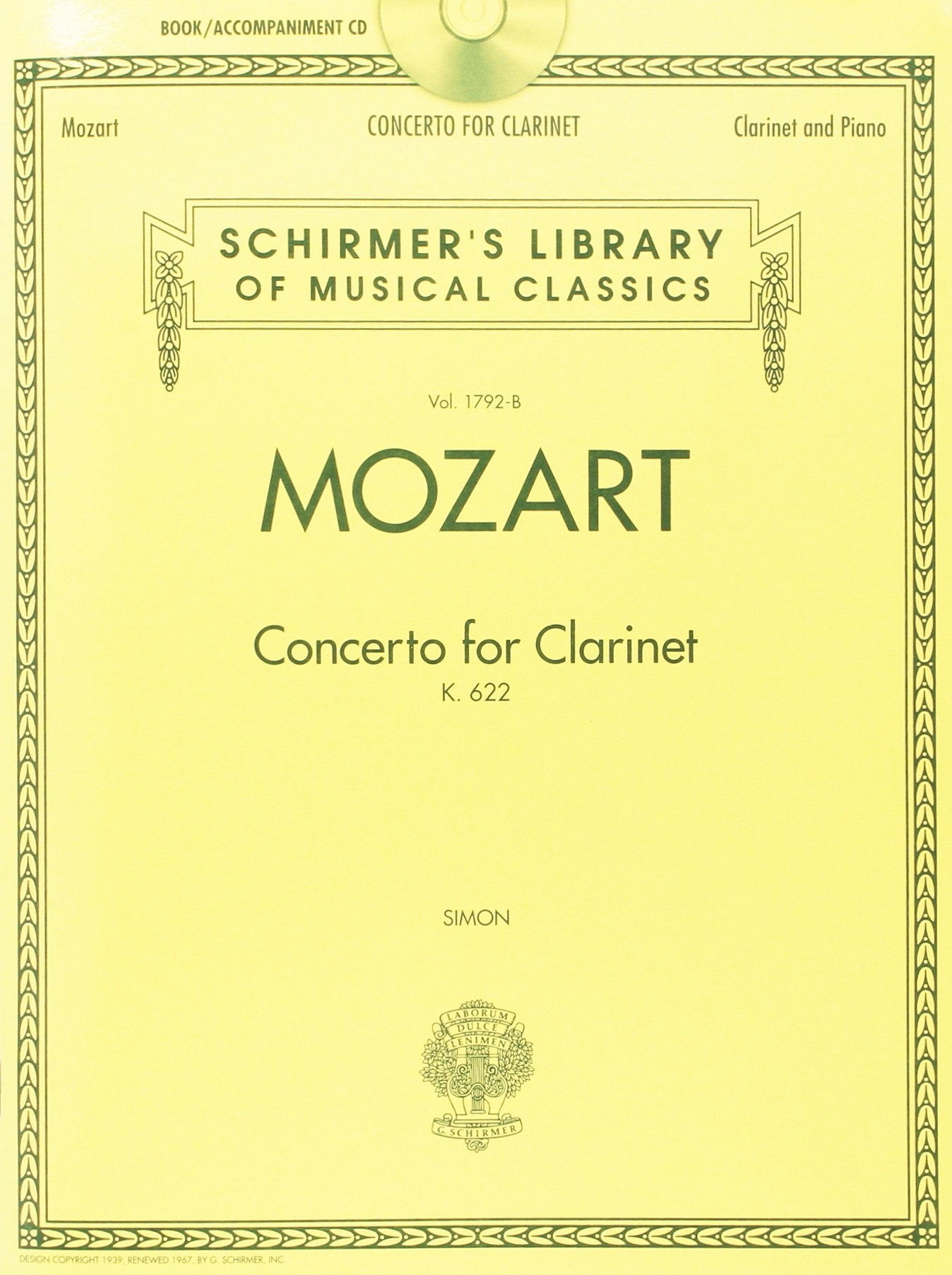 Concerto for Clarinet, K. 622 (Schirmer Library of Classics Volume 1792-B)
