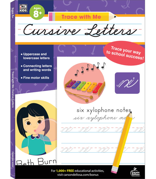 Carson Dellosa – Cursive Letters Activity Book for 2nd, 3rd, 4th, 5th Grade, Paperback, 128 Pages, Ages 7+ (Trace with Me)