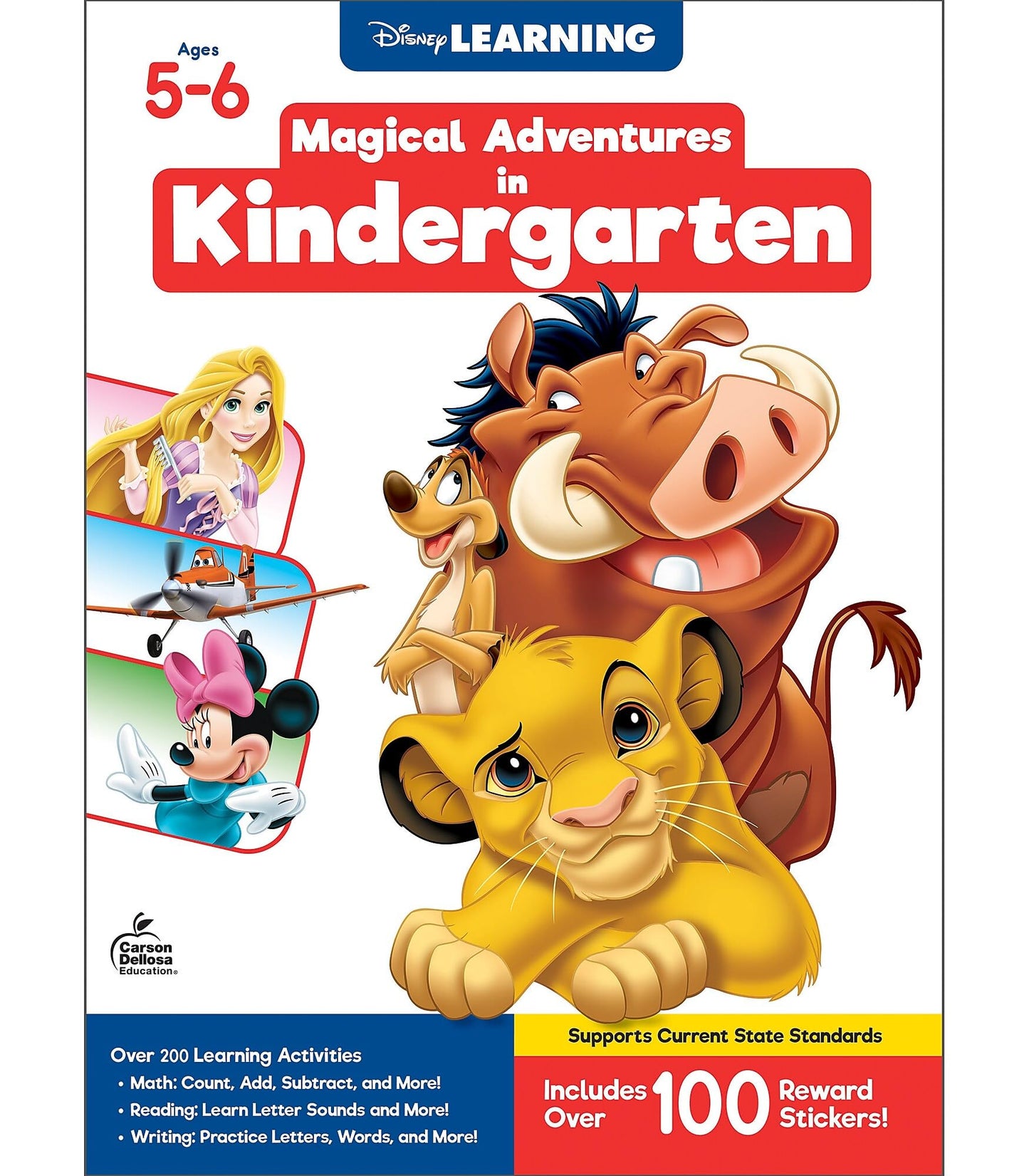 Disney Learning Magical Adventures in Kindergarten Workbooks, Math, Reading Comprehension, Writing, Numbers, Addition, Subtraction, Kindergarten Workbooks Age 5-6, Classroom or Homeschool Curriculum