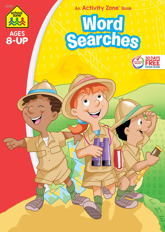 School Zone Word Searches Workbook: 64 Pages, 3rd Grade, Search & Find, Word Puzzles, Reading, Vocabulary, Geography, Critical Thinking, Ages 8+ (Activity Zone Book Series)