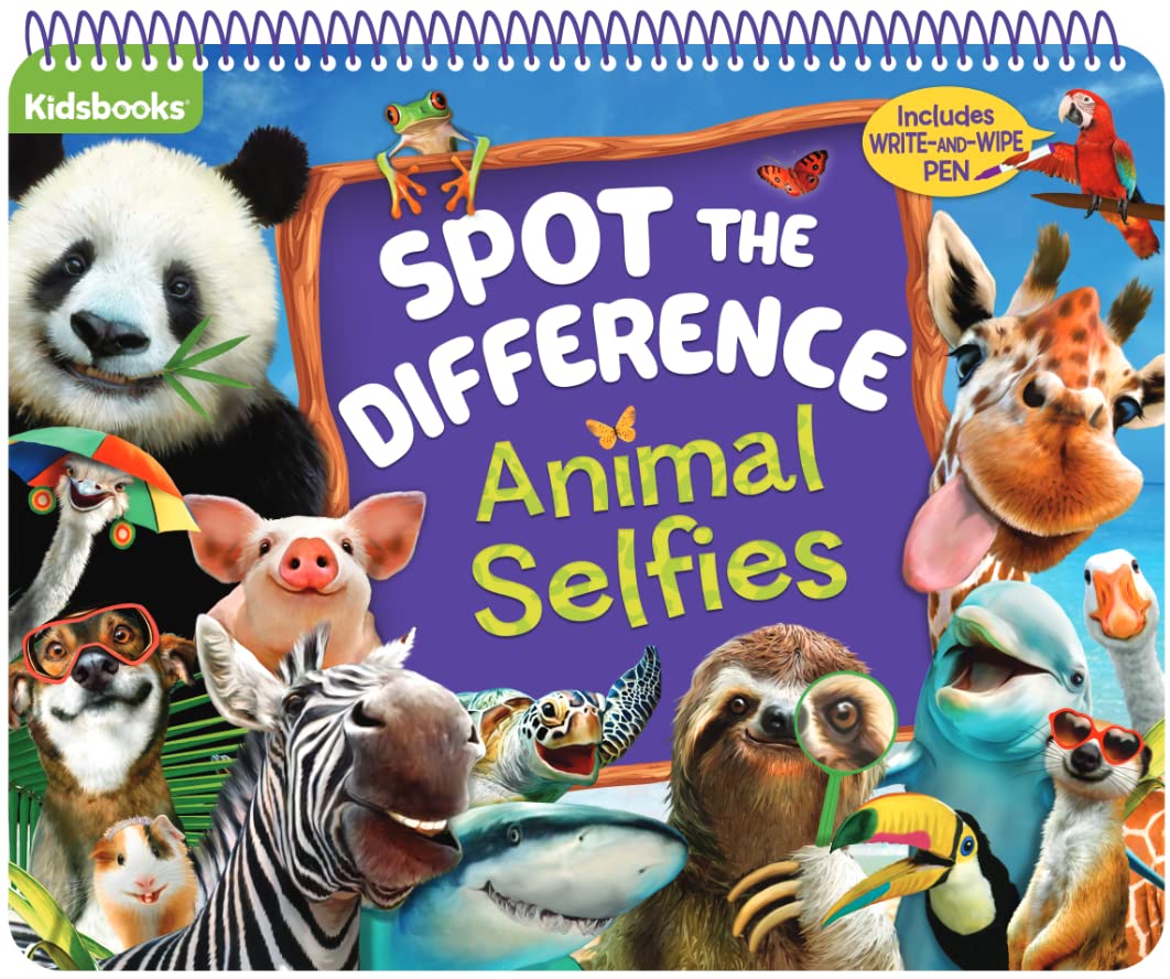 Spot the Difference: Animal Selfies (Includes Write-and-wipe Pen) (Family Fun Spiral Wipe Off)