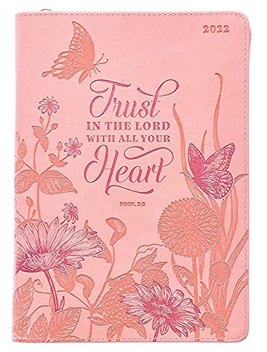 2022 12-month Executive Planner, Trust in the Lord With All Your Heart, Soft Pink, Peach