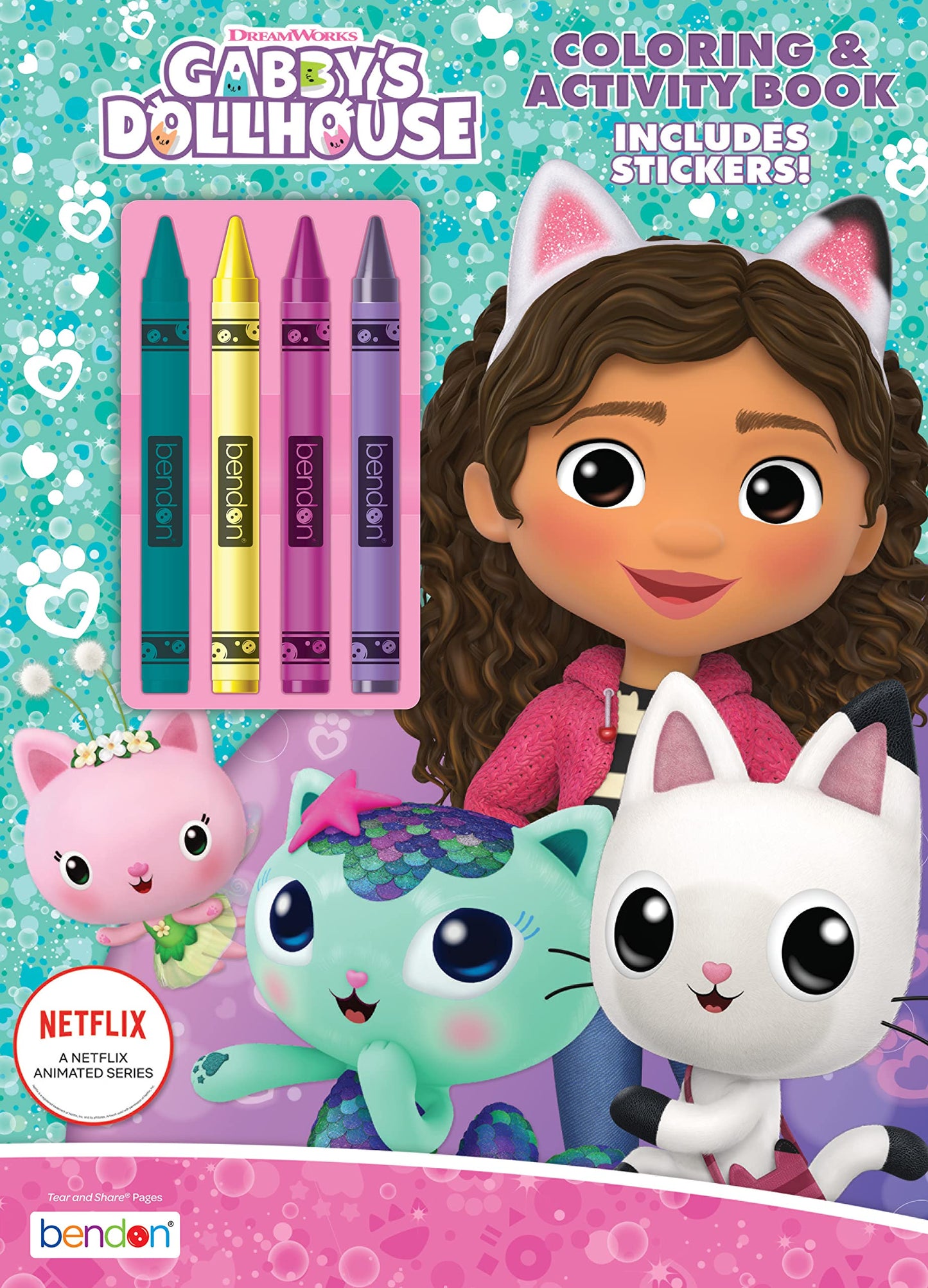 Gabby's Dollhouse Coloring Book with Stickers, 4 Crayons Included, 48 Pages, 53873