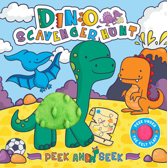Peek and Seek - Dino Scavenger Hunt - Children's Sensory Touch and Feel Board Book with Felt Flaps