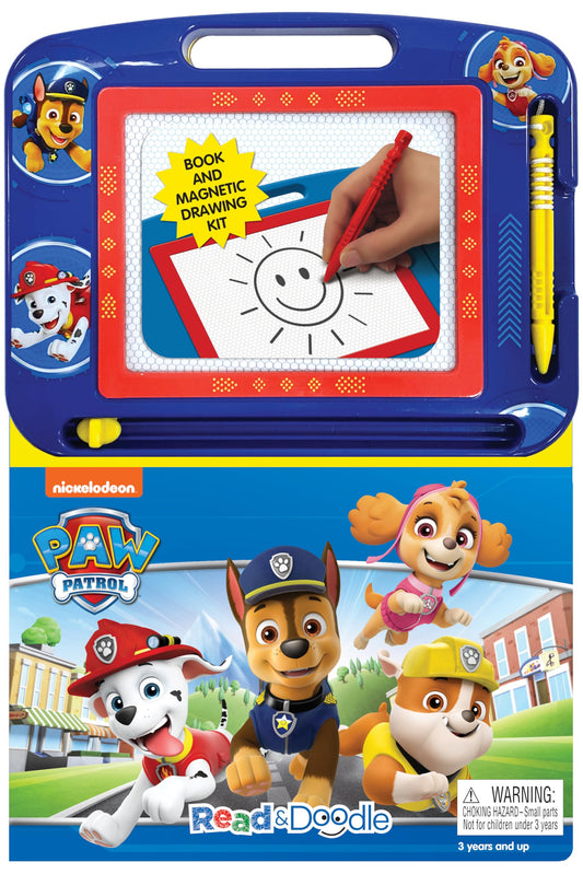 Paw Patrol Read & Doodle - Learning resources for kids, a magnetic drawing pad, an easy-to-use pen, 22-page board book for reading and drawing