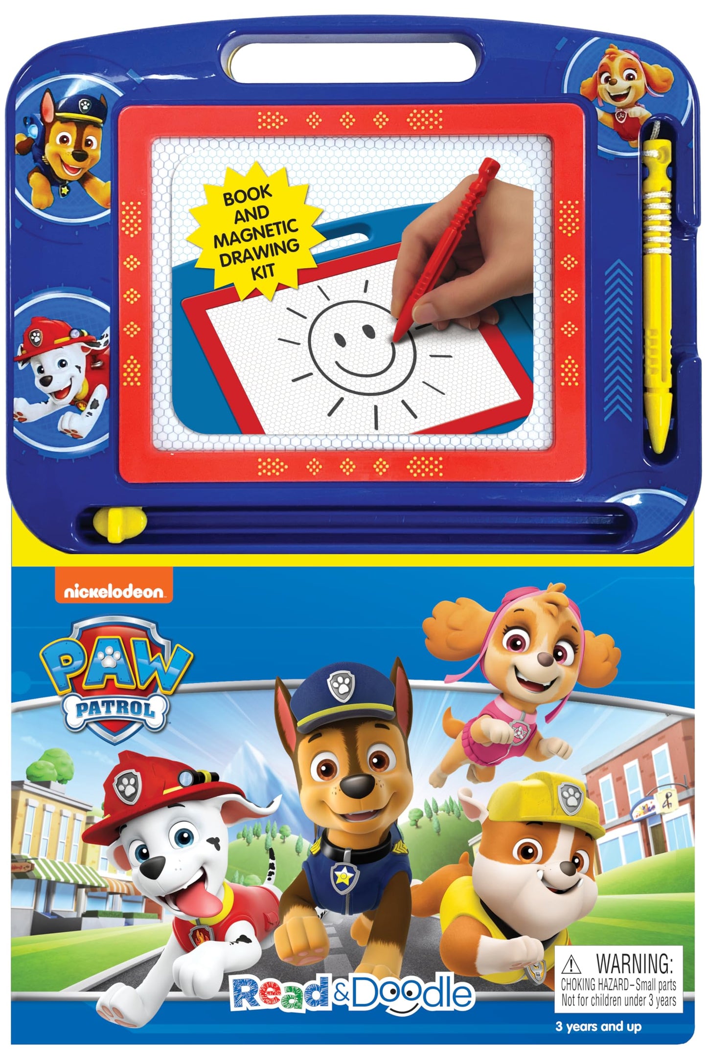 Paw Patrol Read & Doodle - Learning resources for kids, a magnetic drawing pad, an easy-to-use pen, 22-page board book for reading and drawing