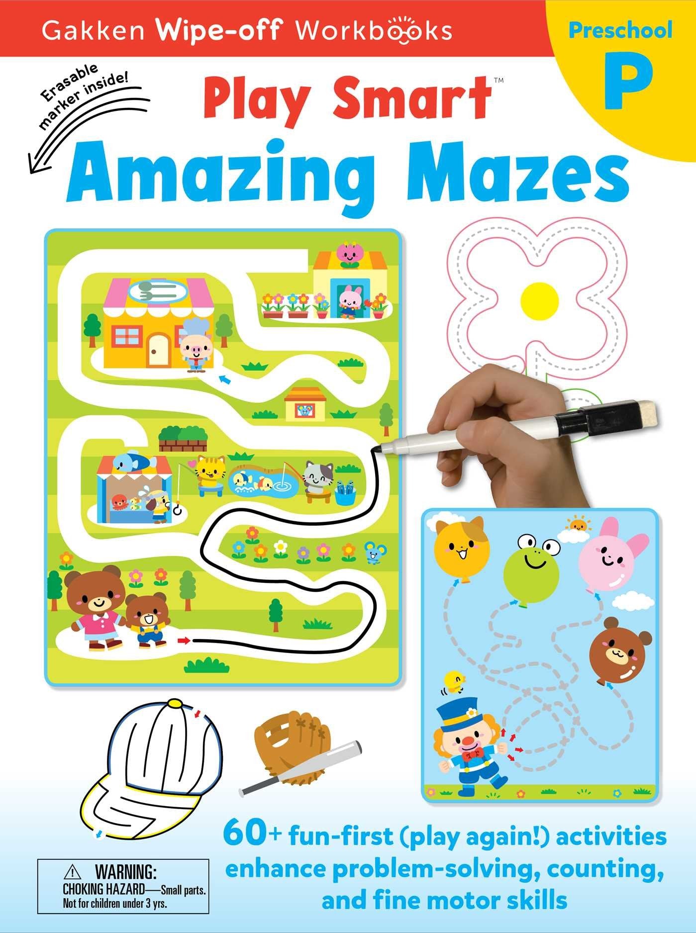 Play Smart Amazing Mazes Ages 2-4: At-home Write-off Workbook with Erasable Marker