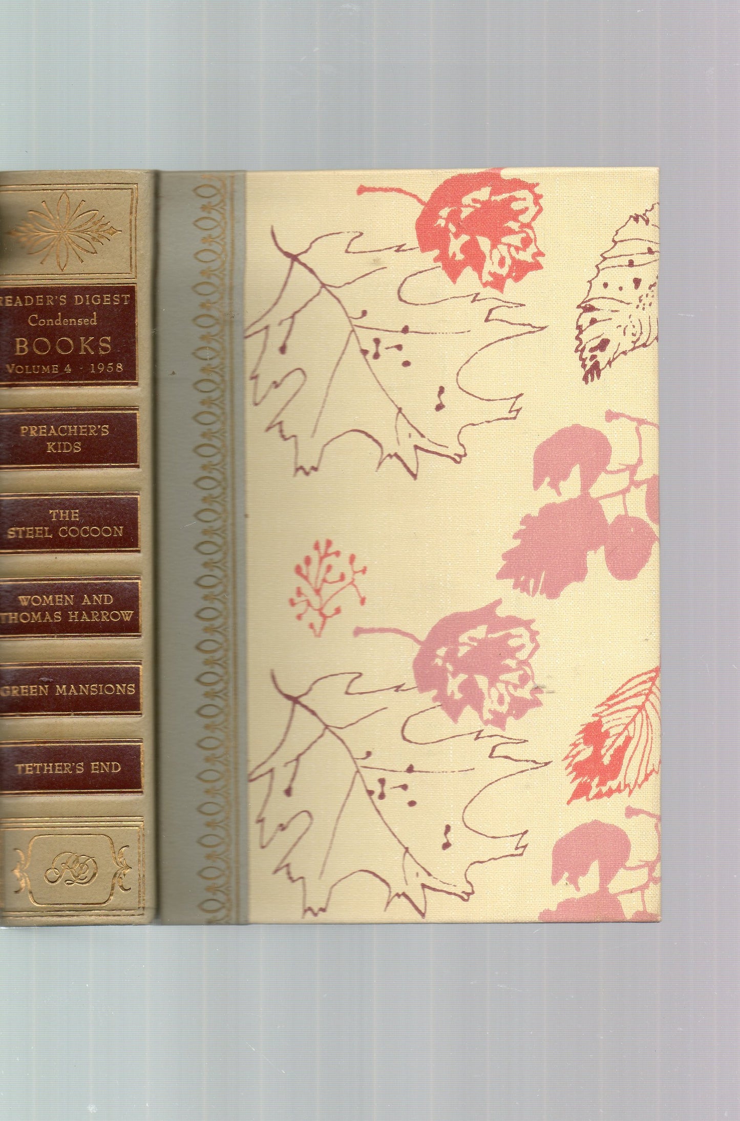 Reader's Digest Condensed Books; 1958; Vol #4. (( 4 books in 1: Preacher's Kids, The Steel Cocoon, Women and Thomas Harrow, Green Mansions, Tether's End )