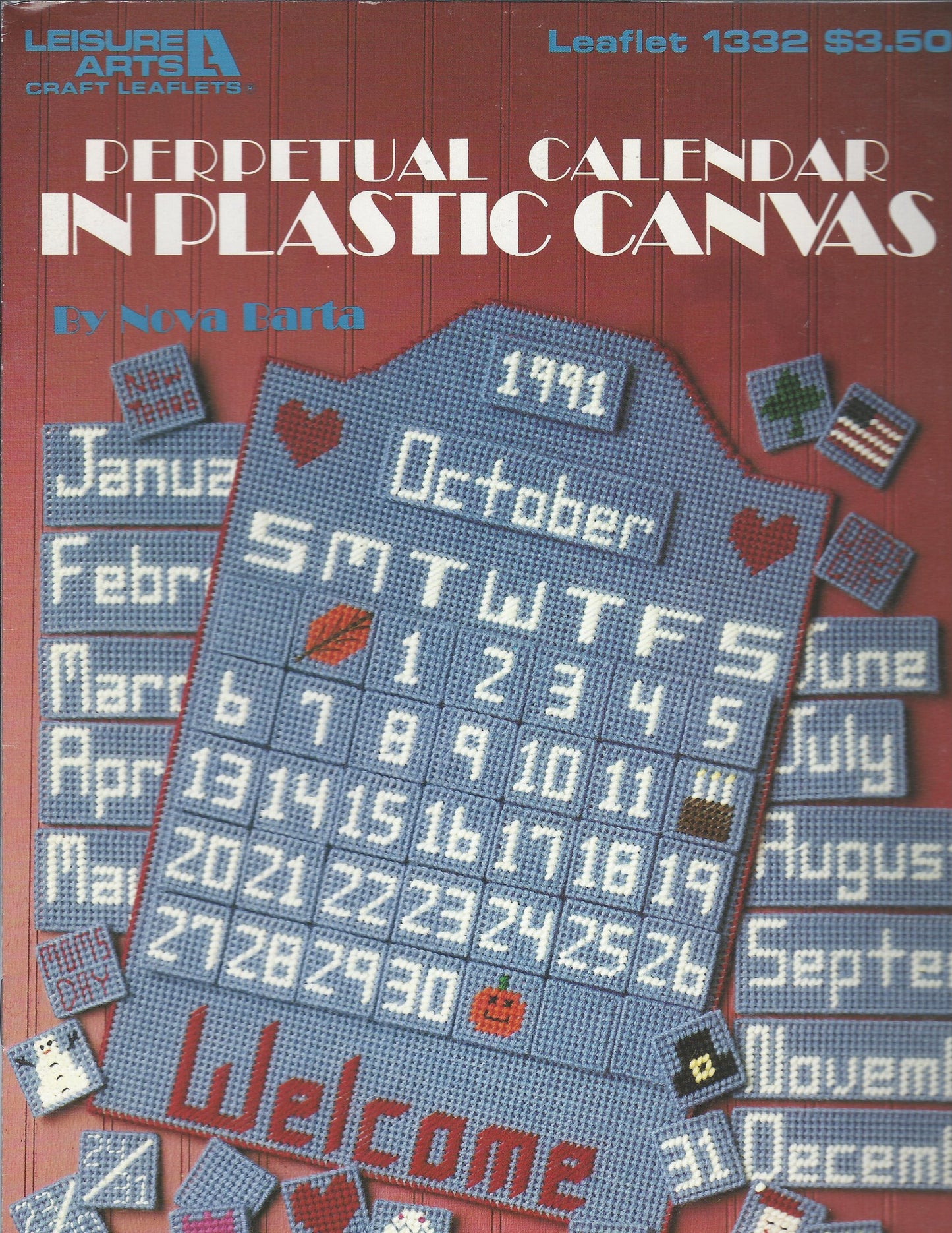 Leisure Arts Craft Leaflets, Leaflet 1332: Perpetual Calendar In Plastic Canvas, By Nova Barta