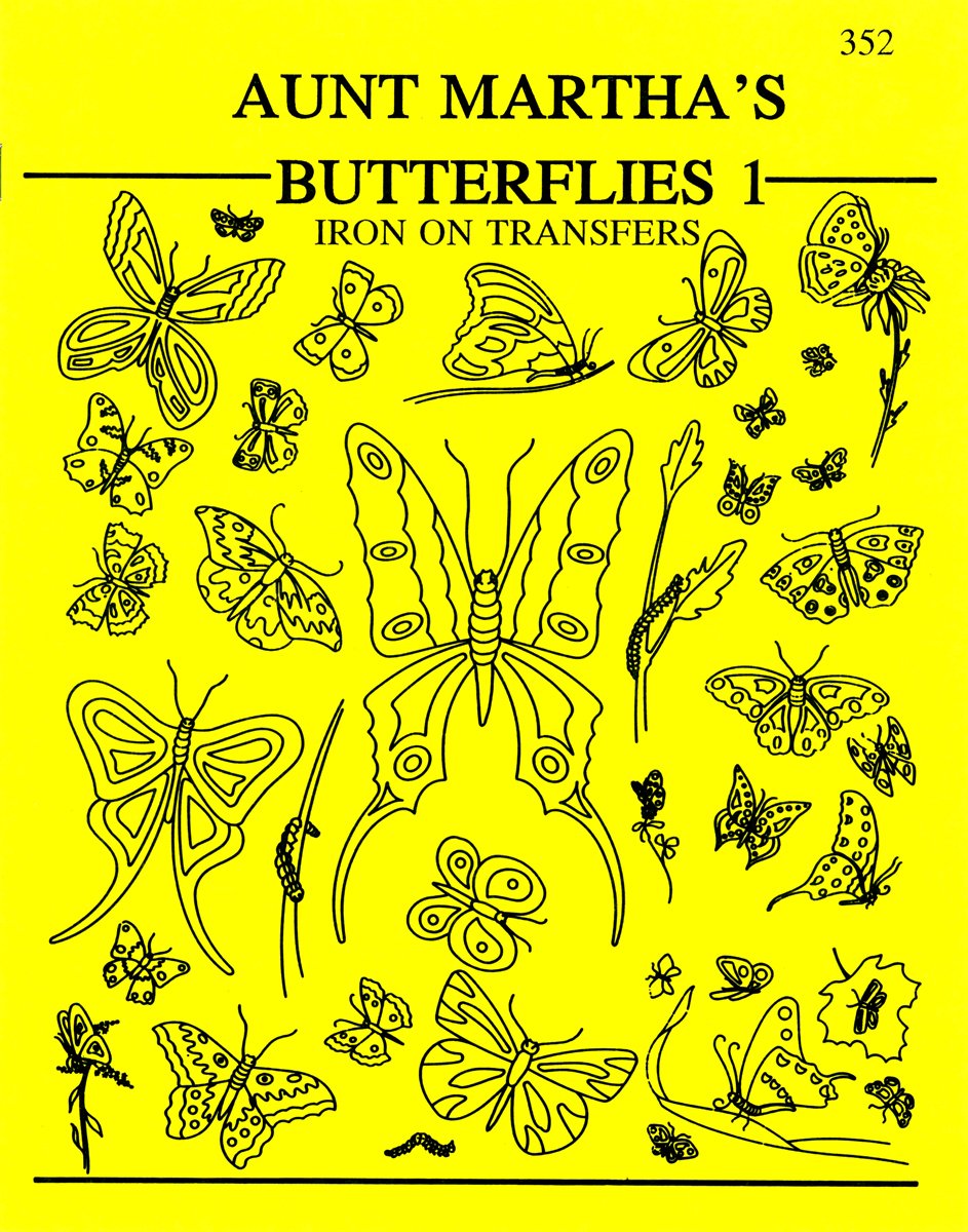 Aunt Martha's Iron-On Transfer Pattern Books-Butterflies
