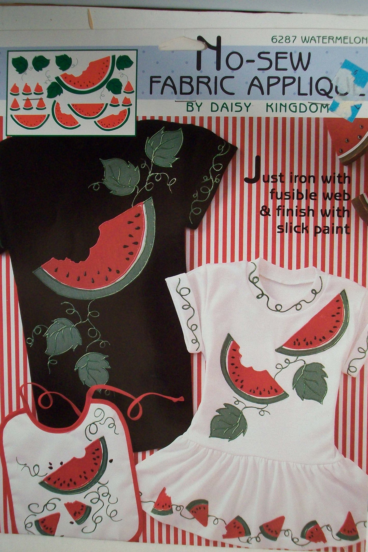Watermelon - Daisy Kingdom No Sew Fabric Applique Kit - Just Iron with Fusible Web and Finish with Slick Paint
