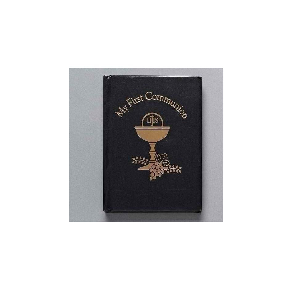 Giftware by Roman Inc., Sacraments, First Communion, 5"H BLACK W/GOLD CHALICE BOOK ,Religious, Inspirational, Durable (5x3x1)