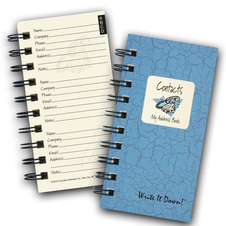 Who? What? Where? - My Address Book - MINI Lt Blue Hard Cover (prompts on every page, recycled paper, read more...)