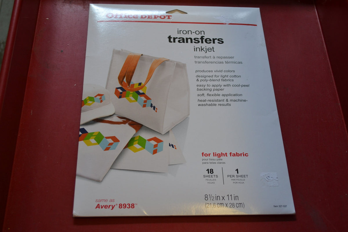 Light Fabric Inkjet Iron-On Transfers, 8 1/2In. X 11In., Pack Of 18