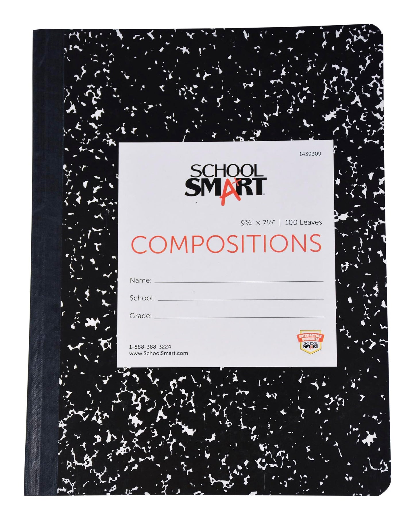 School Smart Hard Cover Ruled Composition Book, 100 Sheets, 9-3/4 x 7-1/2 Inches