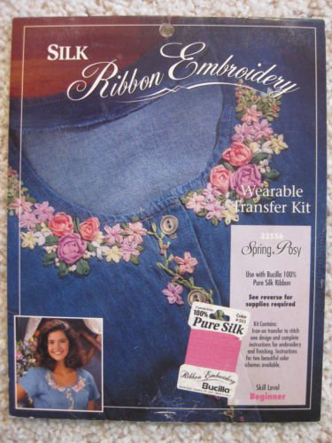 Bucilla Silk Ribbon Embroidery Spring Posy Wearable Transfer Kit 33556