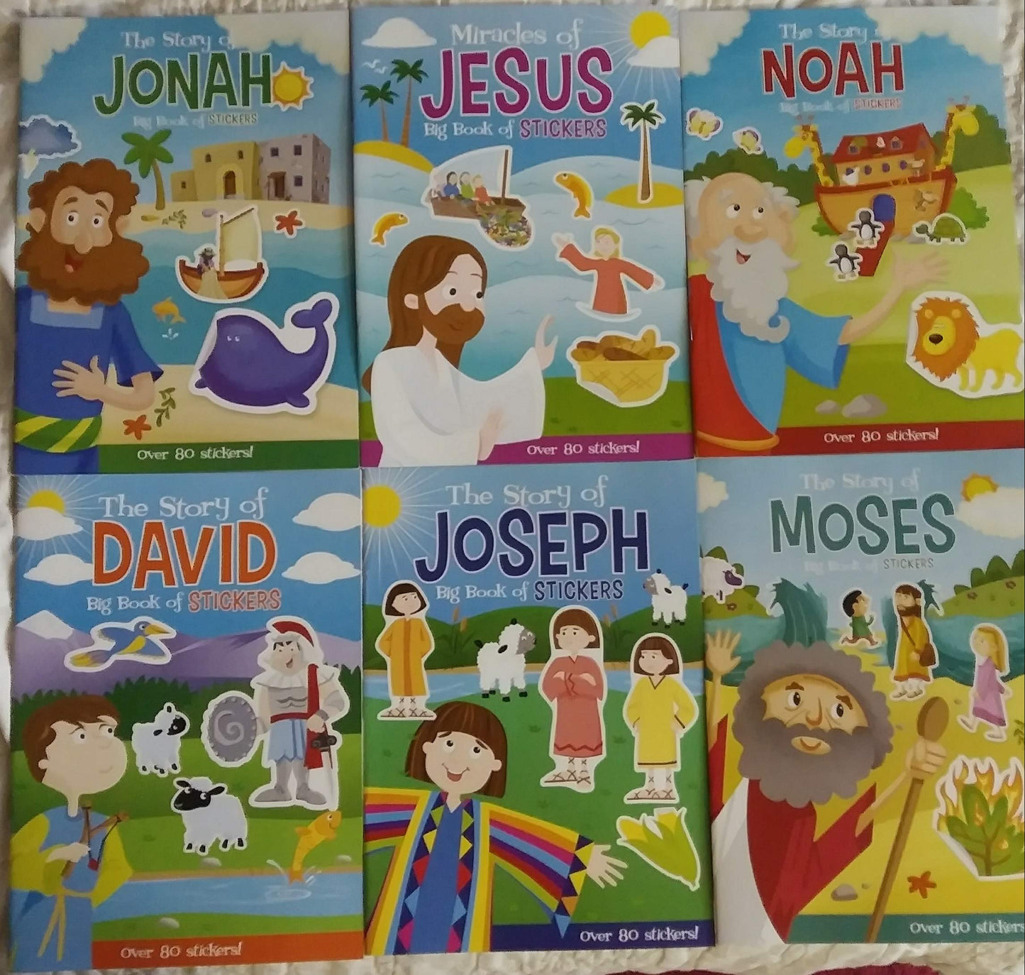 Greenbrier Six (6) Christian Based Sticker and Activity Book: Noah, Creation, Joseph, Mary and Joseph, David, and Jesus