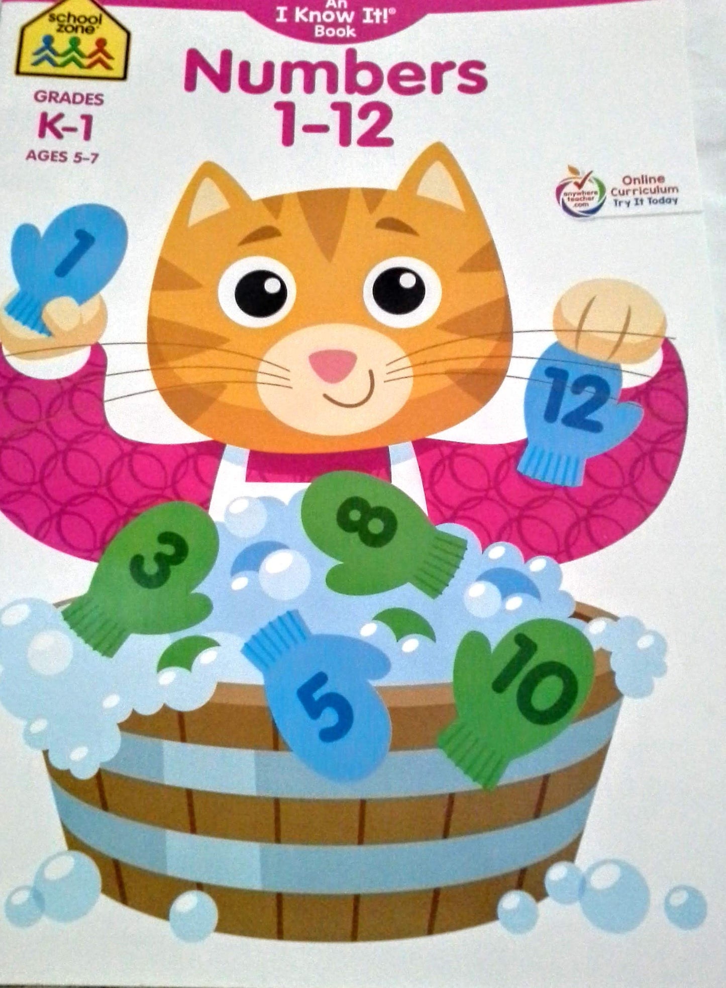 School Zone an I Know It! Numbers 1-12 Workbook Grades K-1