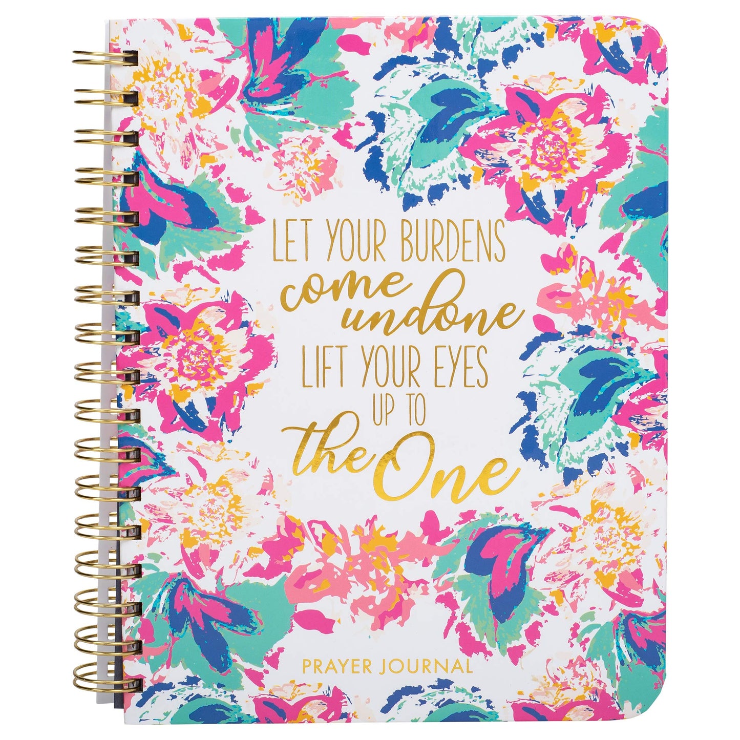 Your Burdens Peony Sorbet Floral Blue 9 x 7 Paper Wirebound Prayer Journal