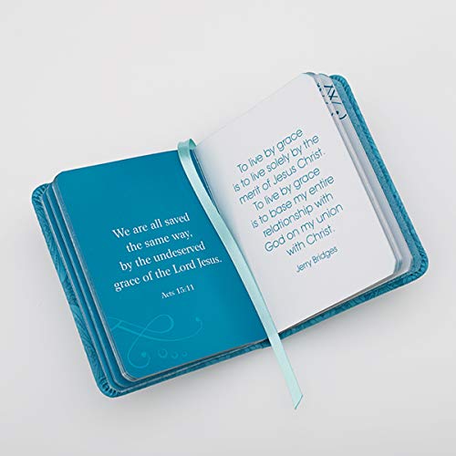 Christian Art Gifts Teal Faux Leather Mini Hardcover Gift Book w/Ribbon | Grace: Pocket Inspirations Collection | Encouraging Book w/ Inspirational Quotes and Scripture, 3 x 4 Inches