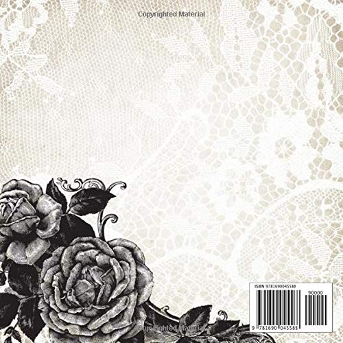 Til Death Do Us Part Guest Book: Gothic Romance Roses & Lace Sign in Guestbook - Black and White Register for Wedding, Halloween Costume Party, ... Message, Lines for Email, Name and Address
